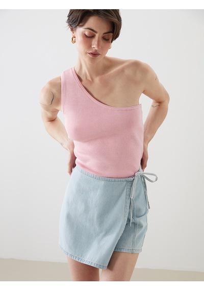 Lcw Vision Lila Tek Omuz Crop Kadın Triko Atlet