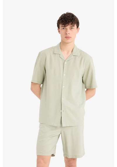 Defacto Relax Fit Polo Yaka Kısa Kollu Gömlek D9882ax25augn497 Yeşil