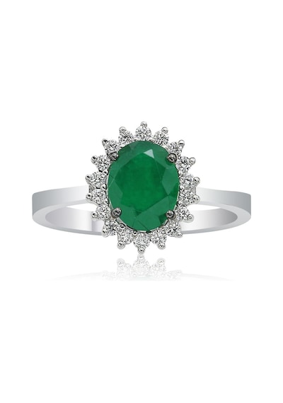 Pırlantalı Oval Zümrüt Anturaj Yüzük (518571549)