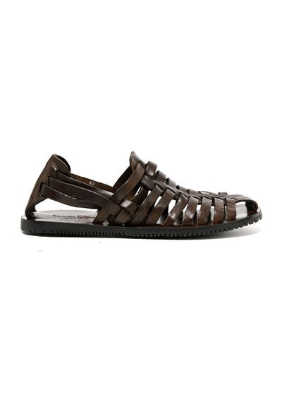 The Sandals Factory Sandalet Erkek M6579 The Sandals Factory Leather Upper Dark Brown Dark Brown