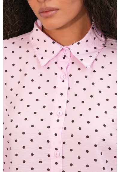 Hiccup Bdart Oversize Puantiyeli Krep Gömlek Toz Pembe