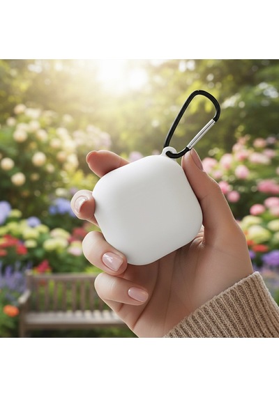 Caseonn Samsung Uyumlu Galaxy Buds 2 - Buds 2 Pro Kılıf Askı Aparatlı Mat Silikon Beyaz