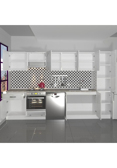 Decoraktiv Elite 325 Ankastre Fırın Modüllü Mdf Hazır Mutfak Dolabı - Tezgah Dahil - Parlak Beyaz