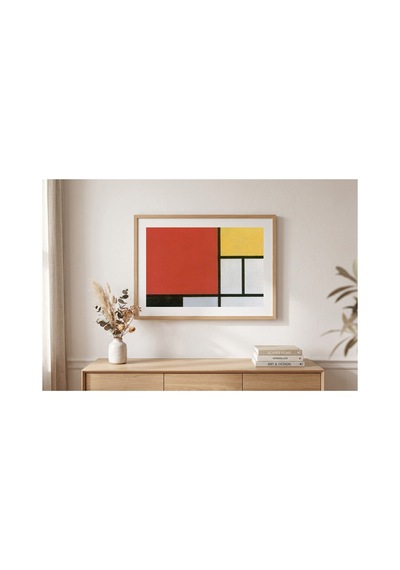 Mondrian Kırmızı, Sarı, Mavi Ve Siyah İle Kompozisyon Çerçevesiz Poster 30x42 Cm A3 Tablo