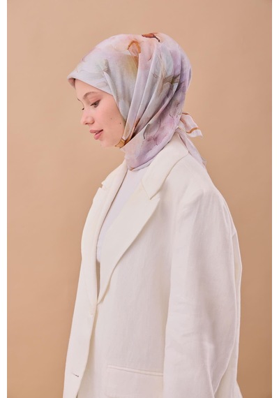 Silk Home Olinda İpek Eşarp 47004-02 Gri, Taba, Lila, Yeşil