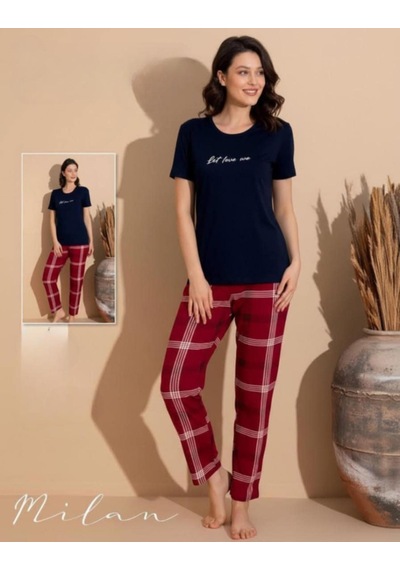 Boyraz Slim Fit Dar Kesim Kadın Milan Bisiklet Yaka Kısa Kol Pijama Takımı 11006l - 1 Adet Lacivert Boyraz Slim Fit Dar Kesim Kadın Milan Bisiklet Yaka Kısa Kol Pijama Takımı 11006l - 1 Adet Lacivert