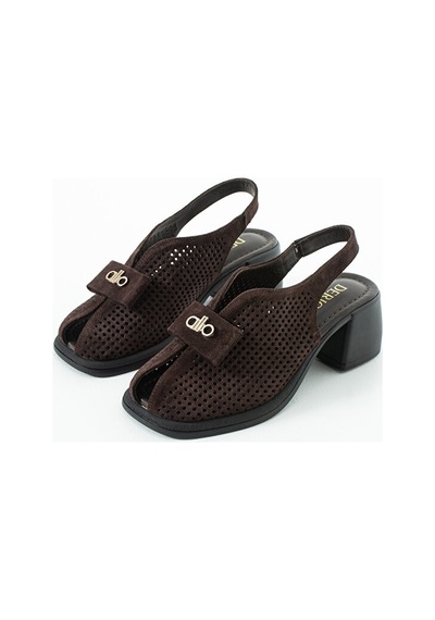 Dericia Shoes Allone Hakiki Deri Kadın Günlük Rahat Topuklu Sandalet Kahverengi