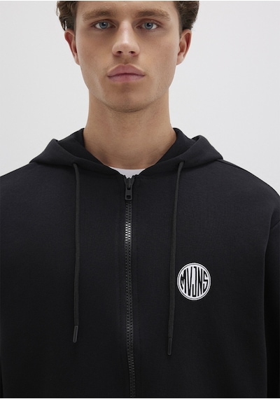 Mavi - M Nakışlı Fermuarlı Kapüşonlu Siyah Sweatshirt 0s10193-900 Siyah