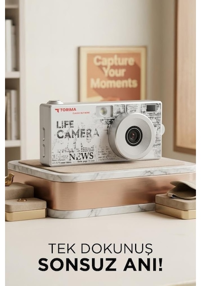 Torima Life Dijital   Kamera Selfie Video Vlog Kamerası Mini Fotoğraf Makinesi CMR47 Gri
