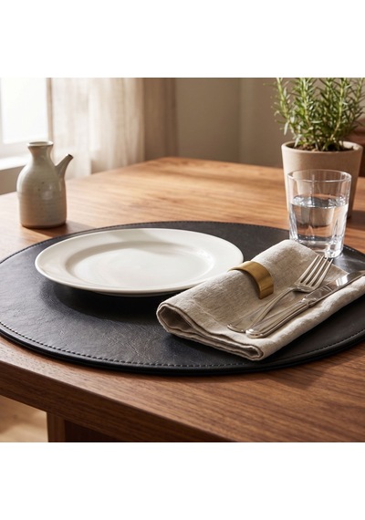 2 Adet Çift Taraflı Çift Renk Kenar Dikişli Suni Deri Amerikan Servis 33x33 CM