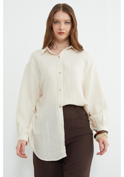 Fullamoda Basic Oversize Gömlek Bej