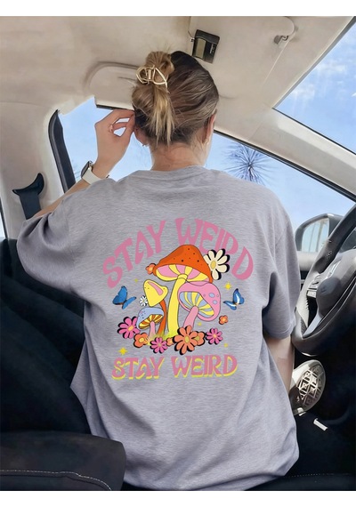Noıssey Urban Pop Graphic Kadın Tişört Koleksiyonukod 5523 Gri