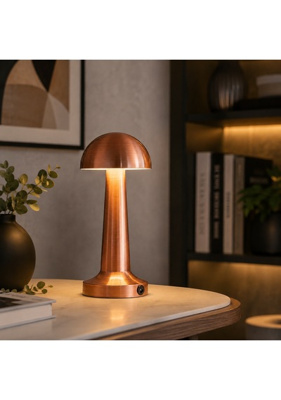 Bronz Şarjlı Led Masa Lambası Dokunmatik Dimmerli Kablosuz Gece Lambası Nord-2324
