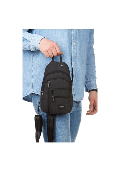 Torz Unisex Siyah Omuz Çantası Su Geçirmez Kanvas Kumaş Body Bag Çift Taraflı Çapraz Postacı Çanta Antrasit