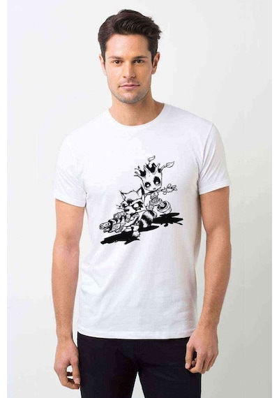 Come Back I Am Groot Baskılı Beyaz Erkek Tshirt