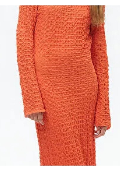 Nocturne Oversize Maxi Elbise - Uzun Kol - Minimalist Stil Kırmızı