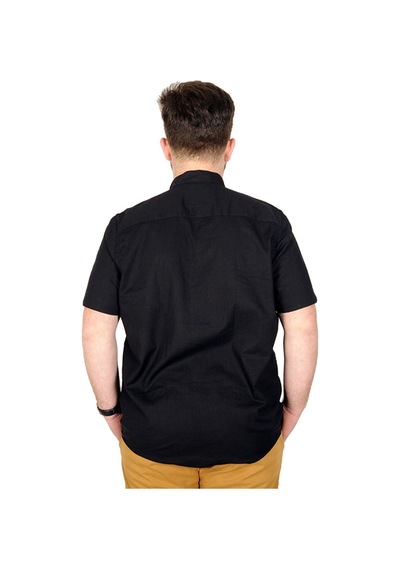 Mode Xl Buyuk Beden Erkek Kısa Kol Hakim Yaka 20387 Siyah Siyah