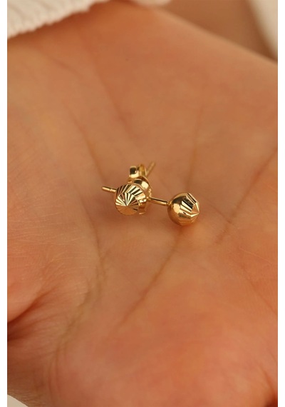 14 Ayar 3mm Kalemli Top Altın Küpe
