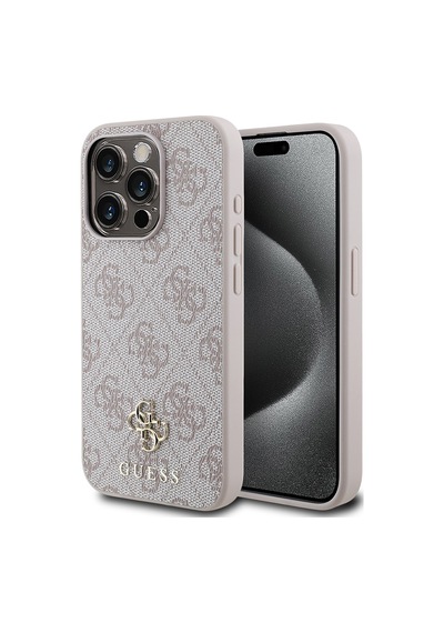 Apple Uyumlu iPhone 15 Pro Kılıf Guess Lisanslı Magsafe Şarj Özellikli Small 4g Classic Pembe