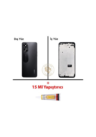 Oppo A38 Siyah Uyumlu Orta Kasa + B7000 Yapıştırıcı Full Kasa Kapak Gövde Housing Çok Renkli