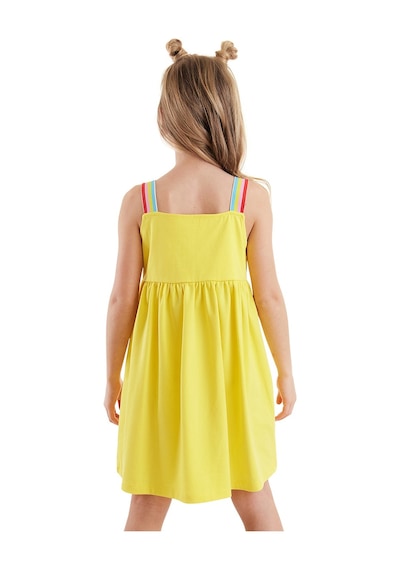 Denokids Bee Happy Sarı Kız Çocuk Elbise Sarı