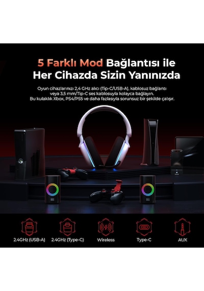 Havit Gamenote FUXİ-H7 RGB Kablosuz Kulak Üstü Oyuncu Kulaklığı Havit Gamenote FUXİ-H7 RGB Kablosuz Kulak Üstü Oyuncu Kulaklığı