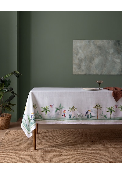 Madame Coco Albe Masa Örtüsü - Yeşil/beyaz - 150x250 Cm 8684427278208 Çok Renkli