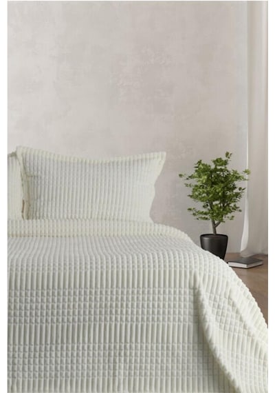 Merinos Modern Line Tek Kişilik Battaniye Seti Krem Krem