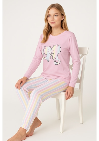 Mutlu City Kadın Yumuşak Doku Termal Pijama Takımı 42050 Pembe