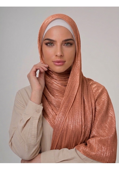 İpek Dükkanı Organza Shımmer Abiye Üzeri Parlak Şal Şeftali