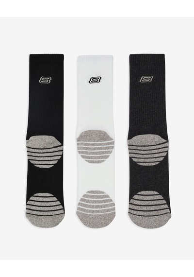 Skechers 3'lü Unisex Yarım Taban Destekli Crew Çorap Unisex Beyaz Çok Renkli Çorap S119439-110