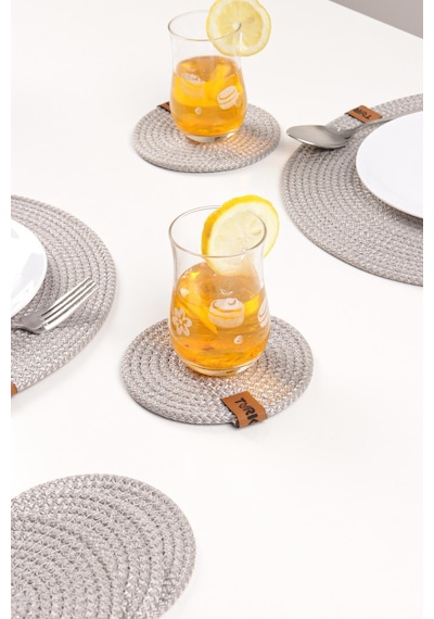 Dekoratif Salyangoz Jüt Dokuma Bardak Altlığı, 4 'lü Bardak Altlığı 001