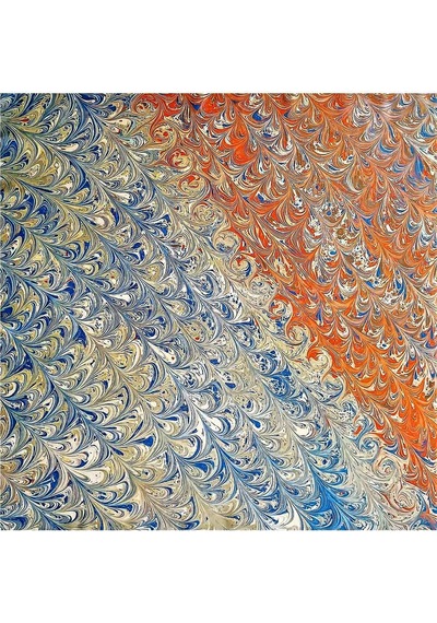 Elif Ebru Ebru Sanatı El Yapımı Özel Koleksiyon Twill İpek Eşarp Ozltıe 17 001