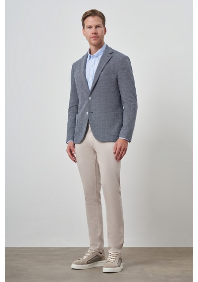 Morven Erkek Lacivert Örme Slim Fit Mono Yaka Ceket 25ms002021200 Lacivert
