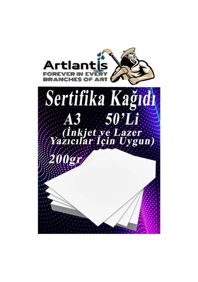 A3 Sertifika Kağıdı Kalın 50 Adet Gramajlı Fotokopi Kağıdı 200 Gr Tüm Yazıcılara Uyumlu 29.7x42 Cm Kalın Baskı Kağıdı