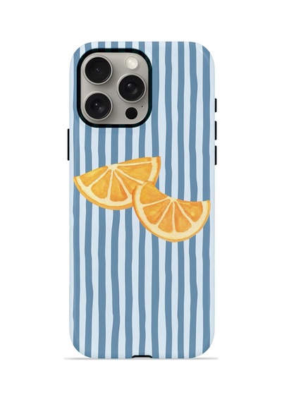Apple iPhone Uyumlu 15 Pro Vorian Çift Katmanlı Magsafe Kılıf Blue Orange Slices