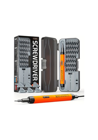 Tk-s001 Mini Şarjlı Tornavida Seti 600mah Type-c, 28 Parça Manyetik Hassas Uçlu Profesyonel Set