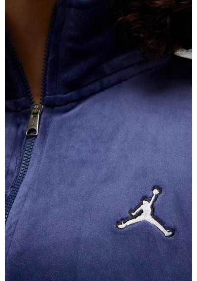 Nike Jordan Flight Full Zıp Velaur Womens Sweatshirt Oversize Kadife Kadın Sweatshirt Lacivert La