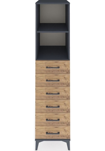 Kronos Dolap 2 Raflı 6 Çekmeceli 44x59x182 Antrasit-çam Antrasit