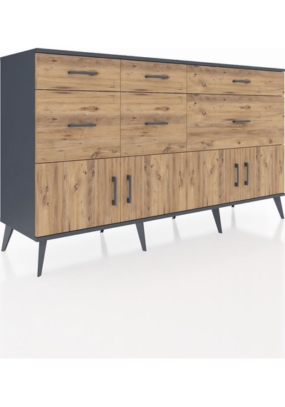 Hyperion Konsol Tek Raflı 6 Çekmeceli 4 Kapaklı 176x44x99 Antrasit-çam Antrasıt/atlas Çam - Antrasıt Hyperion Konsol Tek Raflı 6 Çekmeceli 4 Kapaklı 176x44x99 Antrasit-çam Antrasıt/atlas Çam - Antrasıt