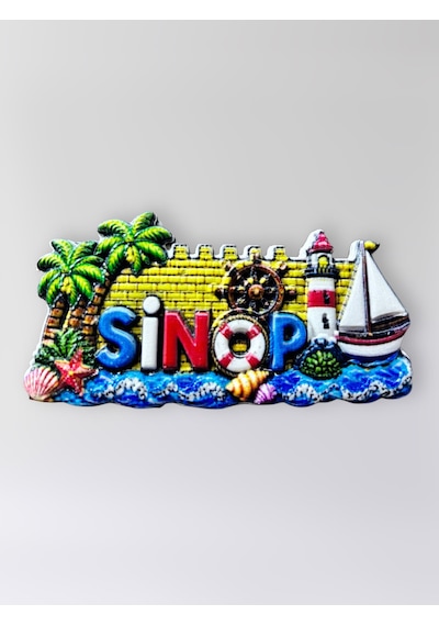 Sinop Polyester Kabartmalı Magnet 8,5x4 Cm Şehir Magneti Dekoratif Hediyelik Buzdolabı Süsü Kod:1854