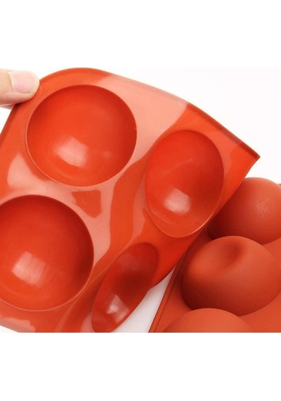 Silikon Kalıp 6lı Yarım Küre 5cm Kırmızı