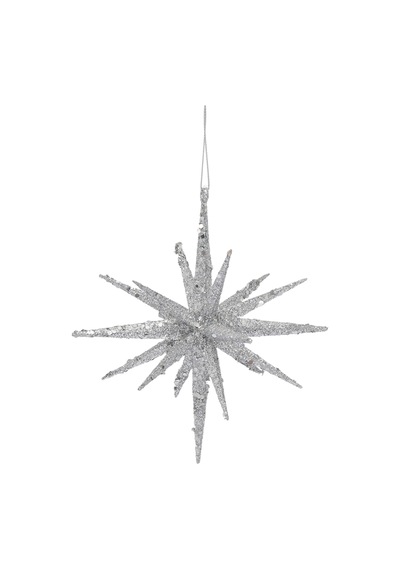 Karaca Home New Year Yılbaşı Glitter Star 3 Adet Ağaç Süsü Seti Silver 15x15x15 Cm