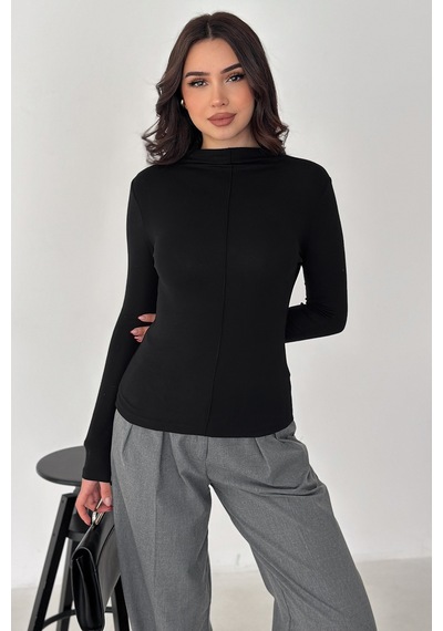 Noa & Noa Kadın Dikiş Detaylı Fit Bluz White Line Siyah
