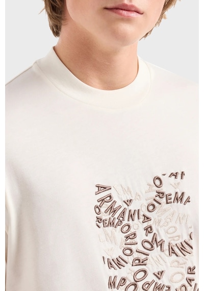 Emporio Armani Erkek T Shirt 3d1tg3 1jpzz 01a2 Ekru Ekru
