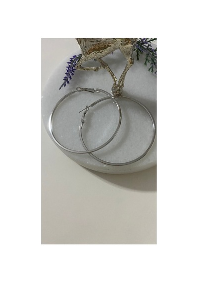 Kopya -halka Küpe Altın Kaplama Paslanmaz Lak Kaplama Silver Renk Halka Küpe Antialerjik Halka Küpe Silver
