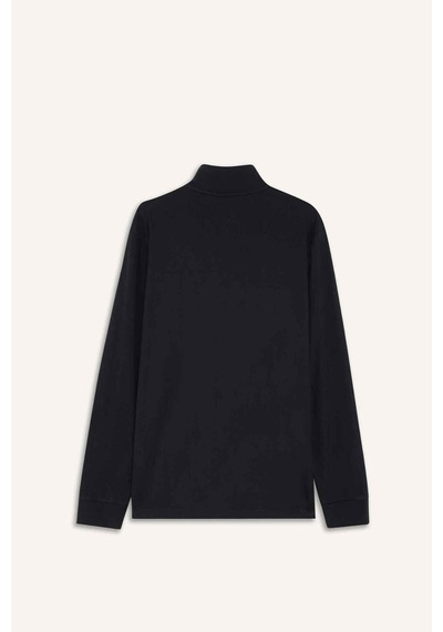 Defacto Defactofit Standart Fit Dik Yaka Yarım Fermuarlı Polar Sporcu Sweatshirt F2302ax25wnbk81 Siyah