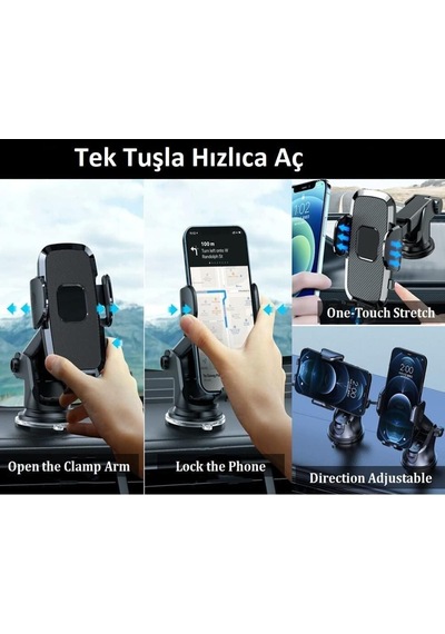 Hb-39 Premium Telefon Tutucu Araç İçi Telefon Tutucu Ayarlanabilir Cam Ve Torpido Için Yüksek Kalite Tutucu Araba 2 Mixed
