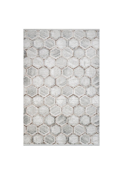 Bespoky Argilla Geometrik Modern Salon Halısı Makine Dokuma Gri - Açık Gri - 15957k