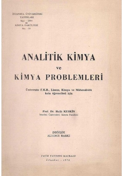 Analitik Kimya Ve Kimya Problemleri - Halit Keskin